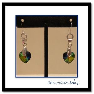 Heart-shaped Swarovski Crystal & Sterling Earrings